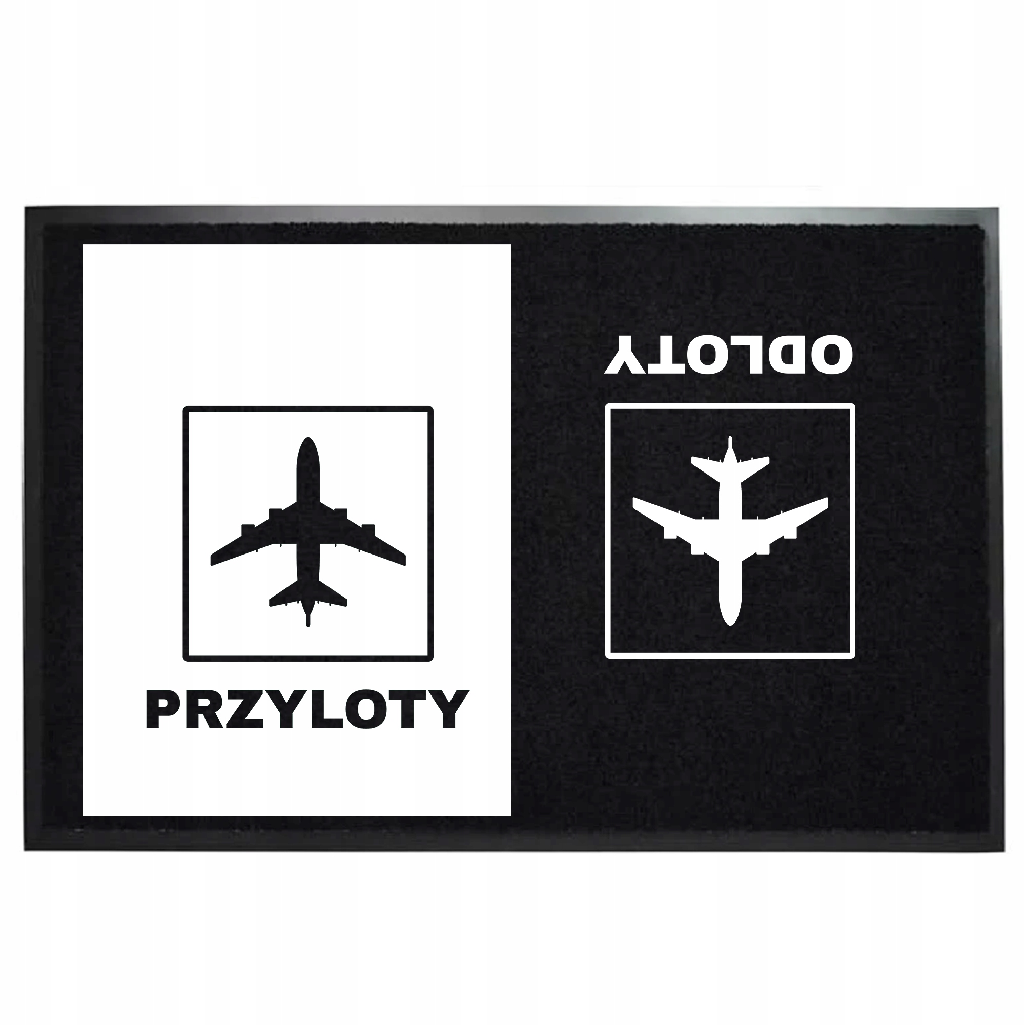Wycieraczka Wejściowa Czarna Pod Drzwi 40X60 Humor Napis Przyloty Odloty