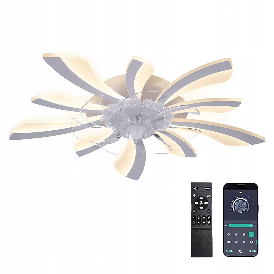 Stropná Lampa S Led Závesným Ventilátorom, Biely, Moderný Luster S Diaľkovým Ovládaním