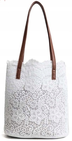 

Torebka Worek Koronkowa Na Ramię Hit 2018 Biała