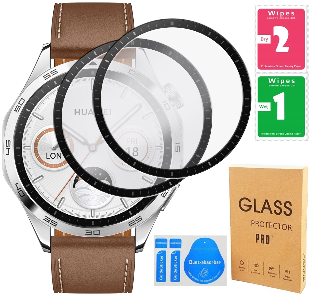 2x SZKŁO OCHRONNE HYBRYDOWE FULL 3D 9H PRO+ DO HUAWEI WATCH GT 4 46MM