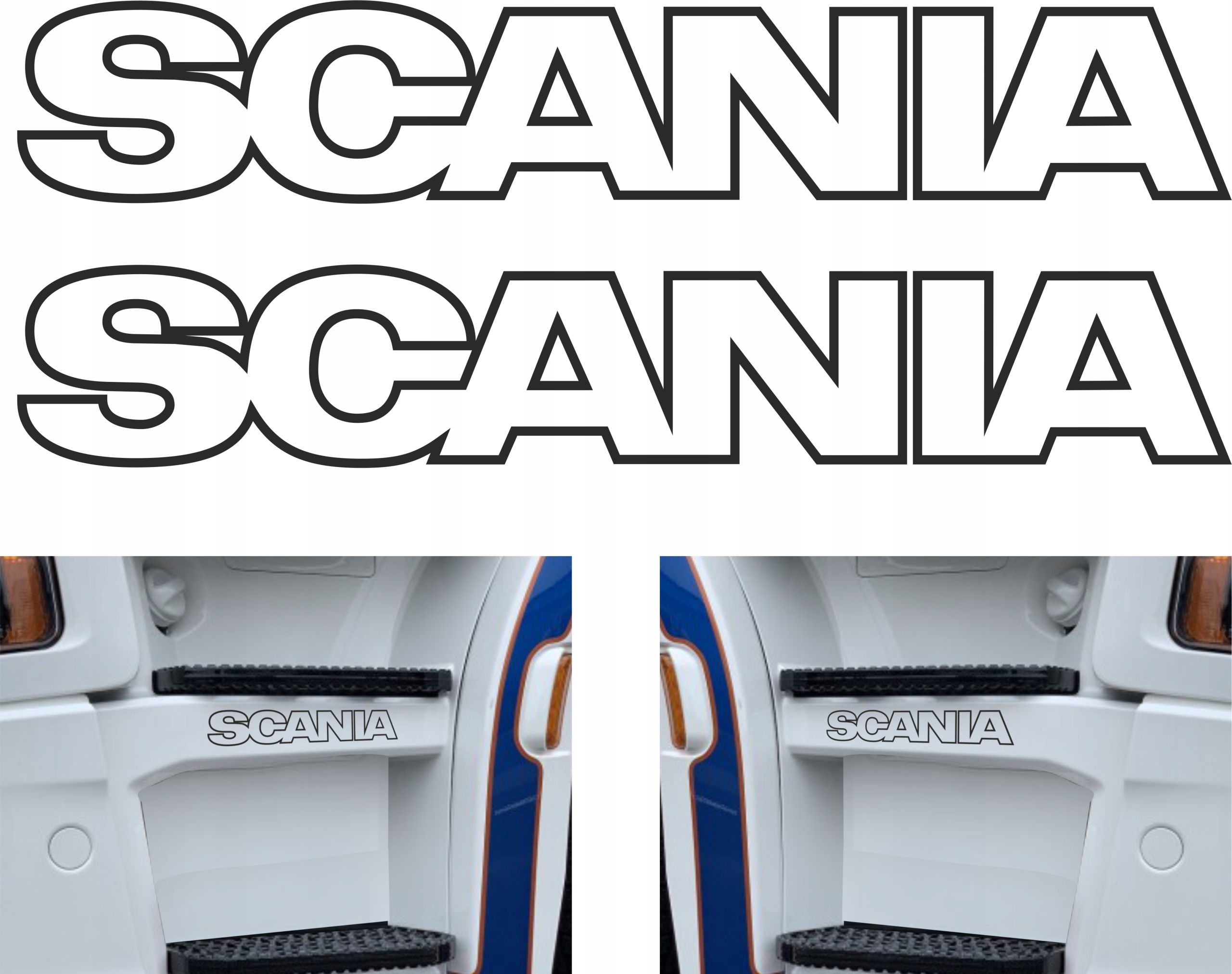 Naklejki Scania, na boczne stopnie, 2 szt. kontur, Różne
