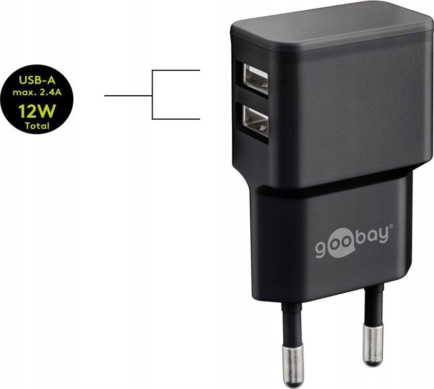 Ładowarka 2xUSB 2.4A czarna 44951