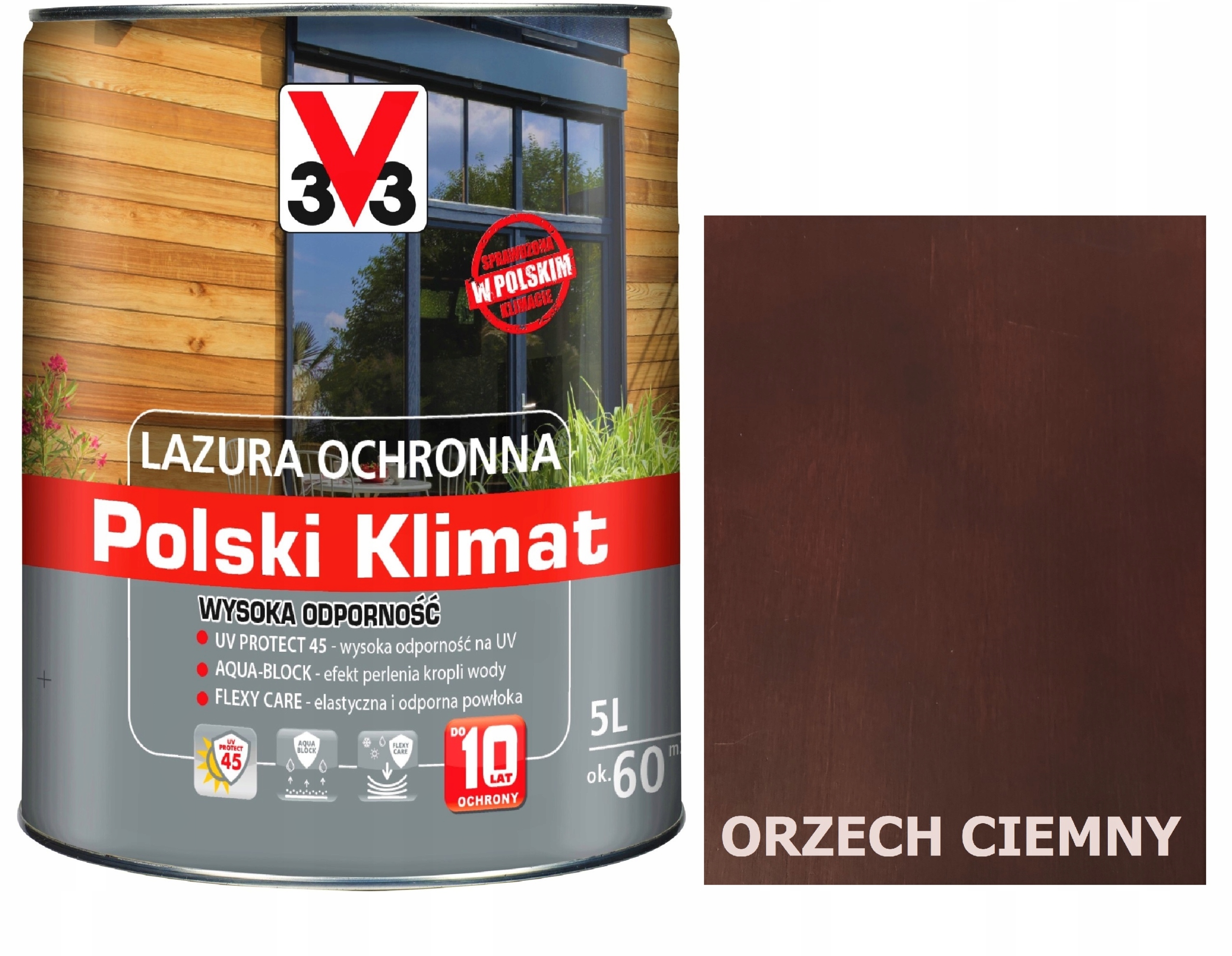 Lazura V33 Polski Klimat 10 lat Ciemny Orzech 5L