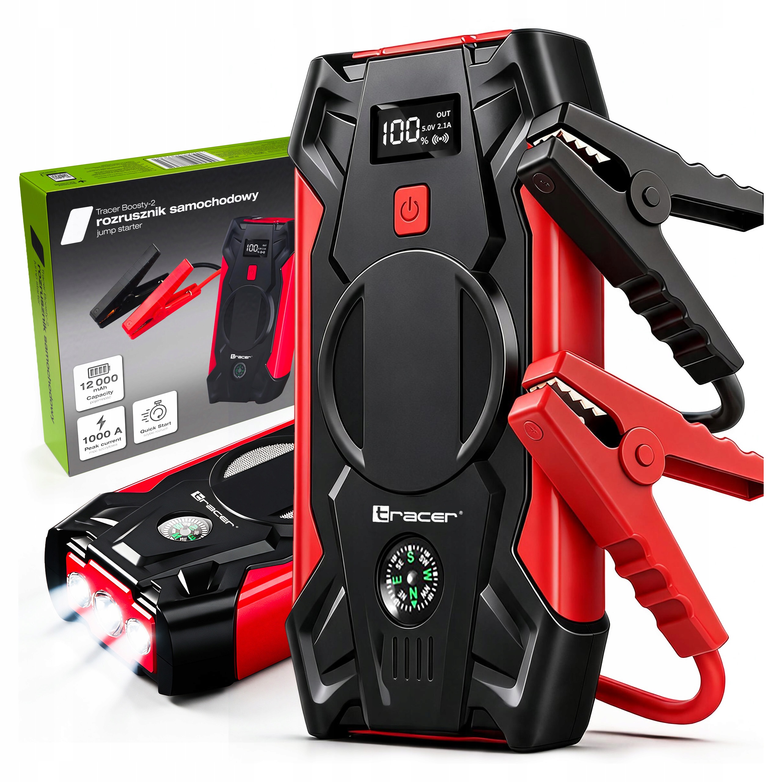Booster Jump starter Tracer 12000mAh Rozrusznik Powerbank Latarka 1000A