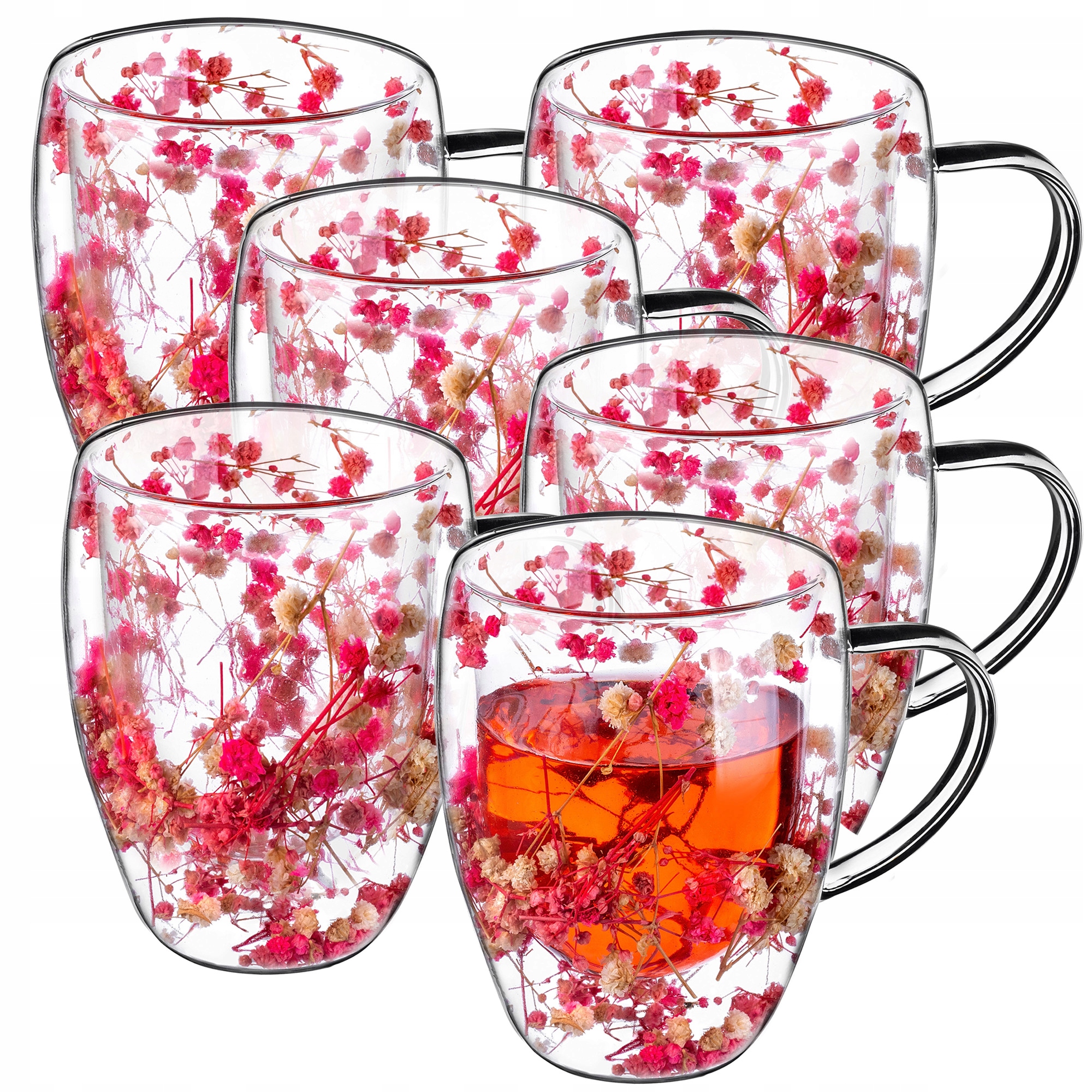 Termosklenice Na Čaj Kávu 350 ml 6 ks S Květy Kubek