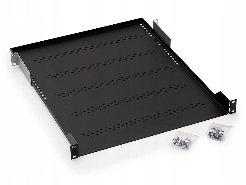 Polica Triton s perforací 1U/650mm, nosnost 40kg, černá