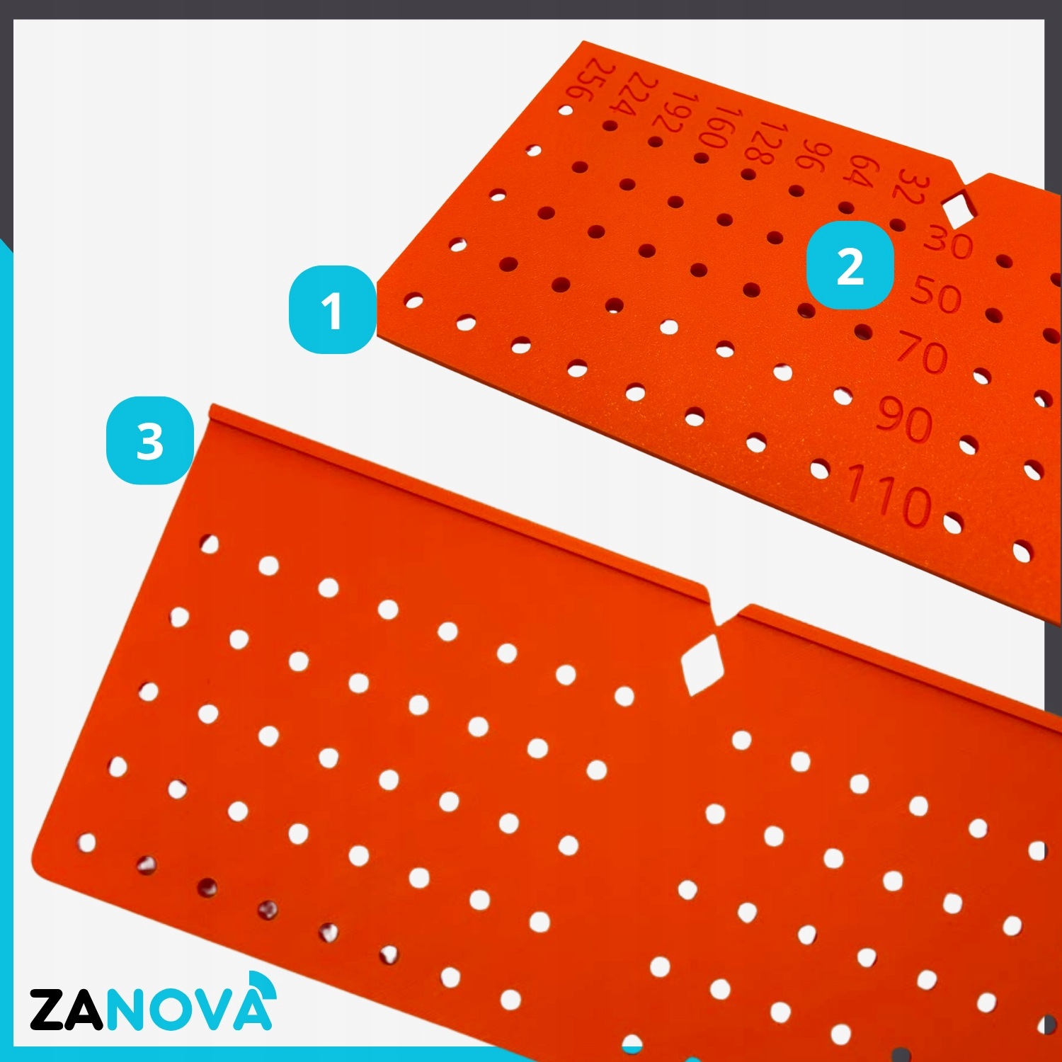 ZANOVA baldų rankenėlių gręžimo šablonas iki 256 mm su įvorėmis – produkto nuotrauka 9