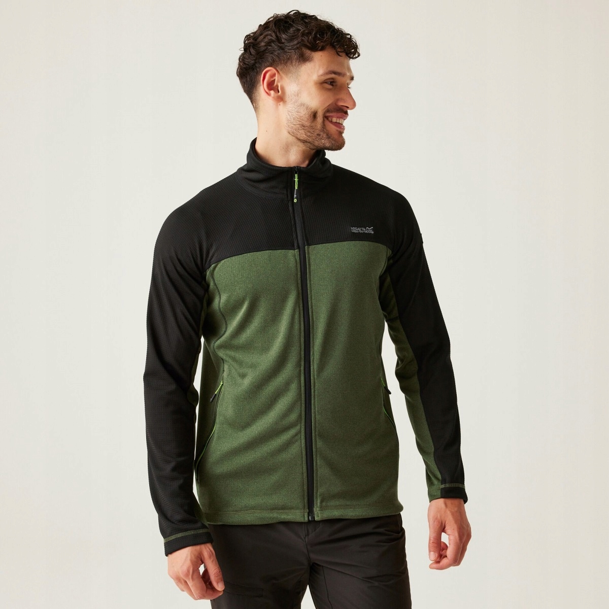 Pánská fleecová mikina Regatta Highton V černá/zelená 3XL