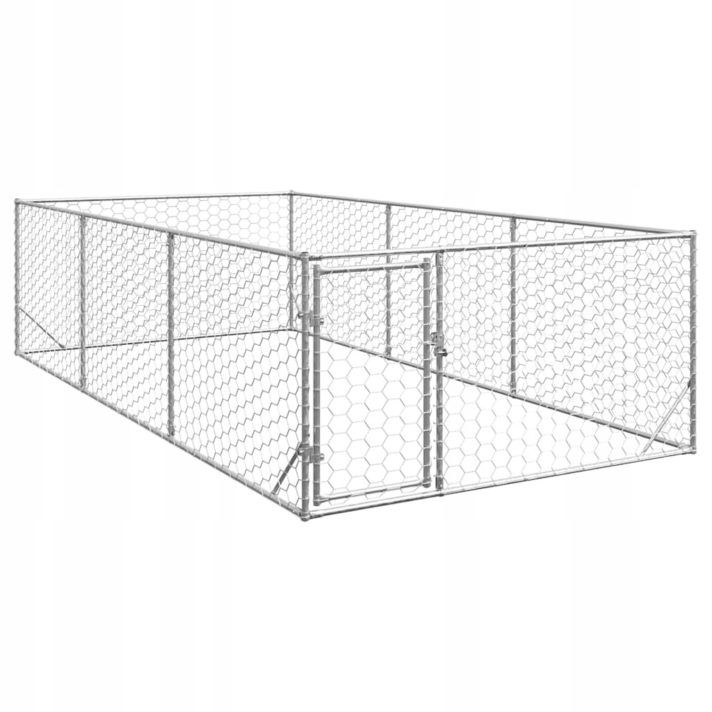 Levně VidaXL Venkovní bouda pro psa s dveřmi 2x4x1 m, pozinkovaná Ocel