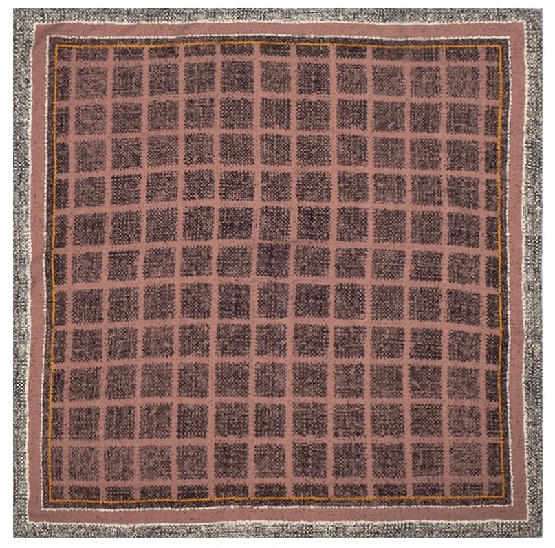 Vlněná šála Módní šátek Vlna 100% Šátek s mřížkou Dárek 90x90 cm