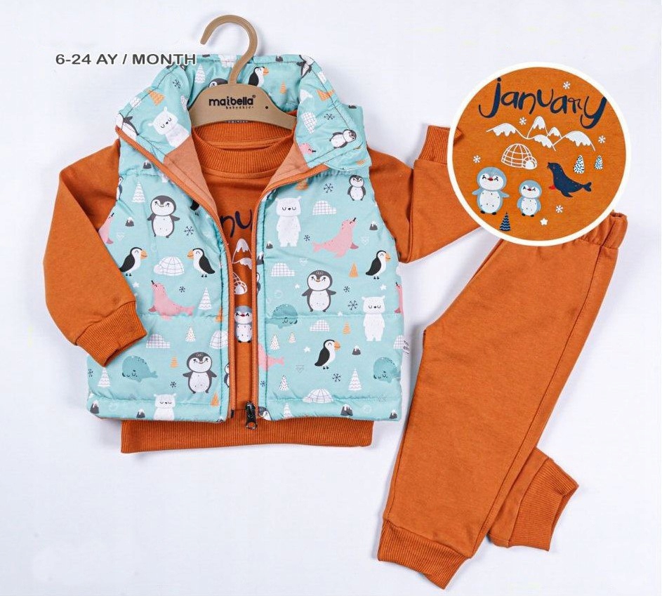 Komplet dres dla chłopca bluza spodnie kamizelka rozmiar 80 (12-18m)