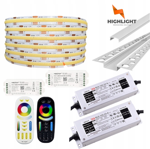 20 m Sada Fasádová Led páska Cob Cct 16W 24V IP65 Profil GK6-3 Strieborná