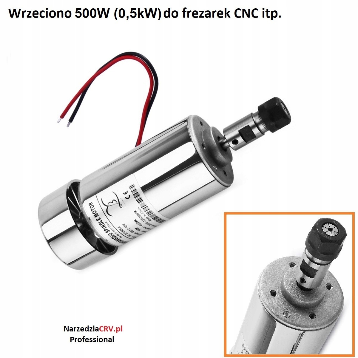 Wrzeciono 500W (0.5kW) 52mm Do frezarki Cnc ER11