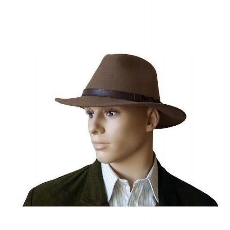 KAPELUSZ MĘSKI FILCOWY WEŁNIANY SKŁADANY BEŻ 57 CM Marka inna