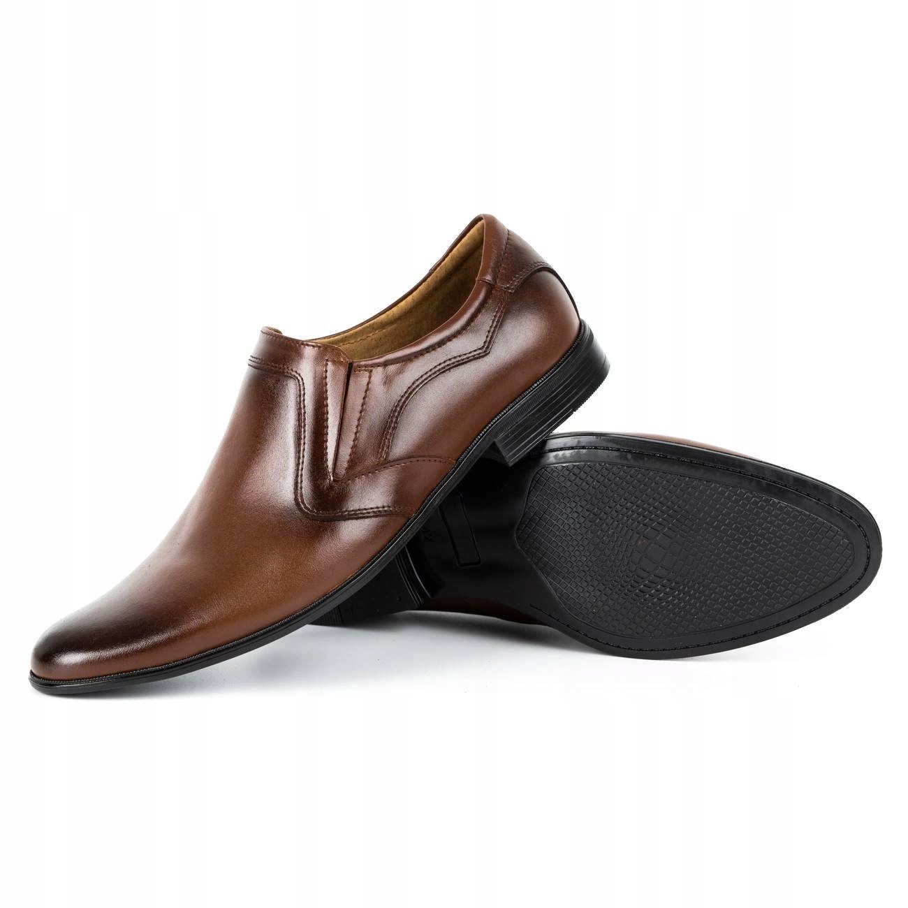 Pánské společenské nazouvací boty z přírodní kůže Polské 284 hnědé 39