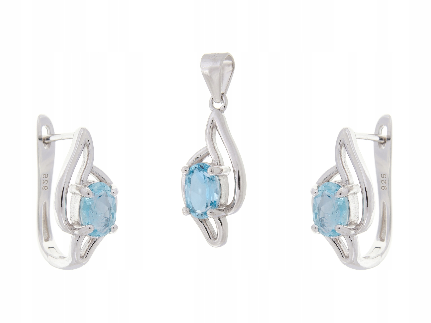 Stříbrný Rhodiovaný Komplet Swiss Topaz Přírodní Dárek