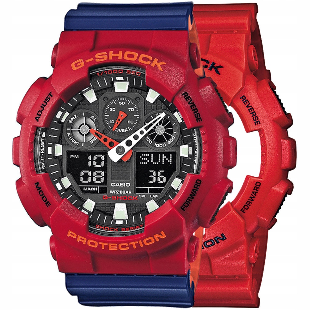 Sada G-shock GA-100B-4AER Červená Modrá