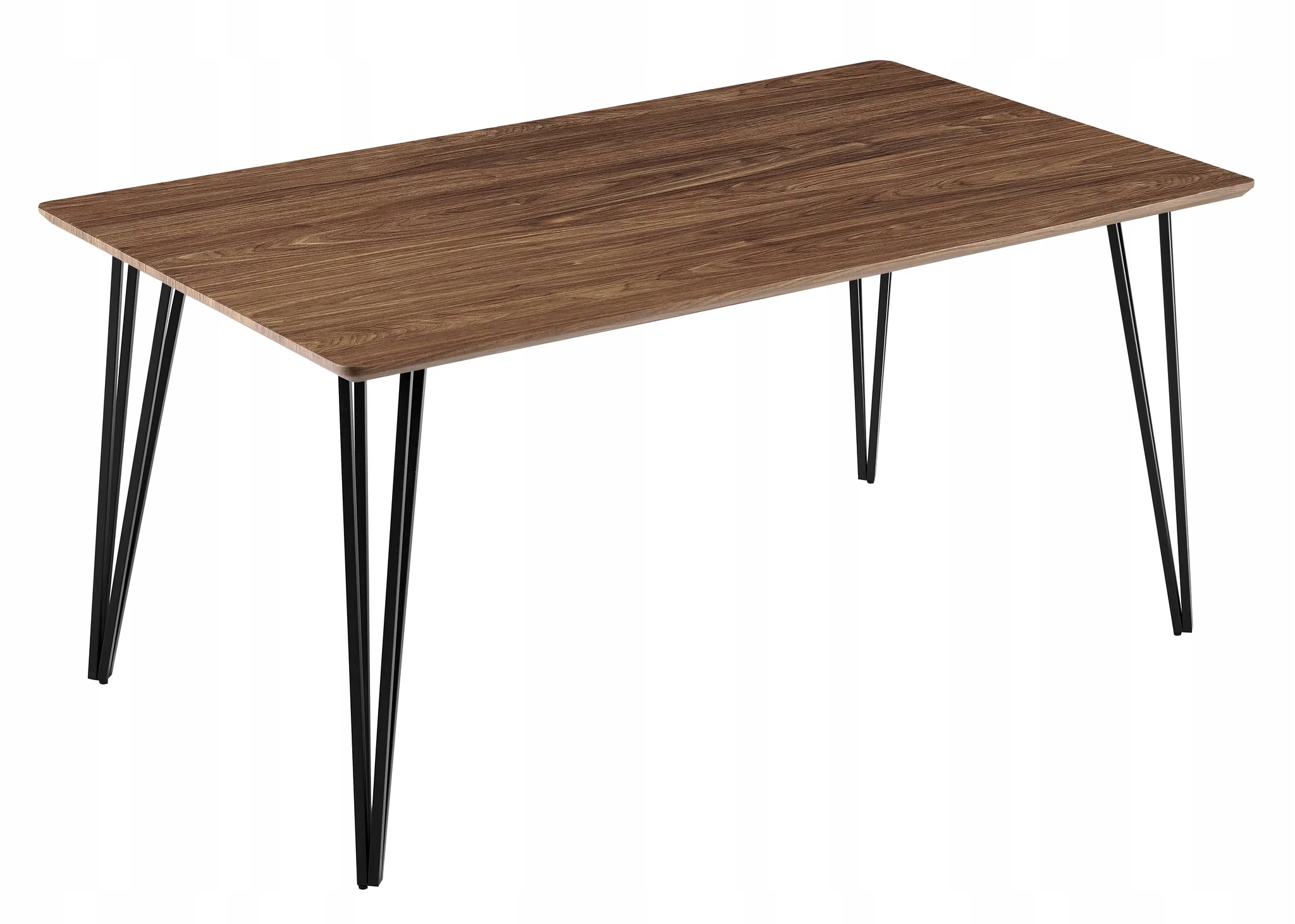 Stół Do Jadalni Prostokątny 140x80 cm W Kolorze Orzech Na Czarnych Nogach