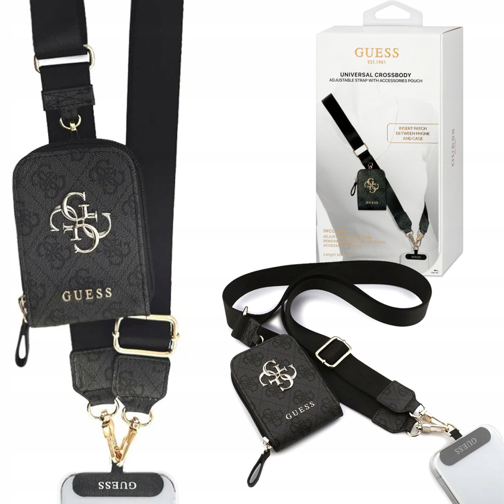 Originální popruh Guess crossbody vodítko pro telefon přívěsek na klíče pouzdro na zip