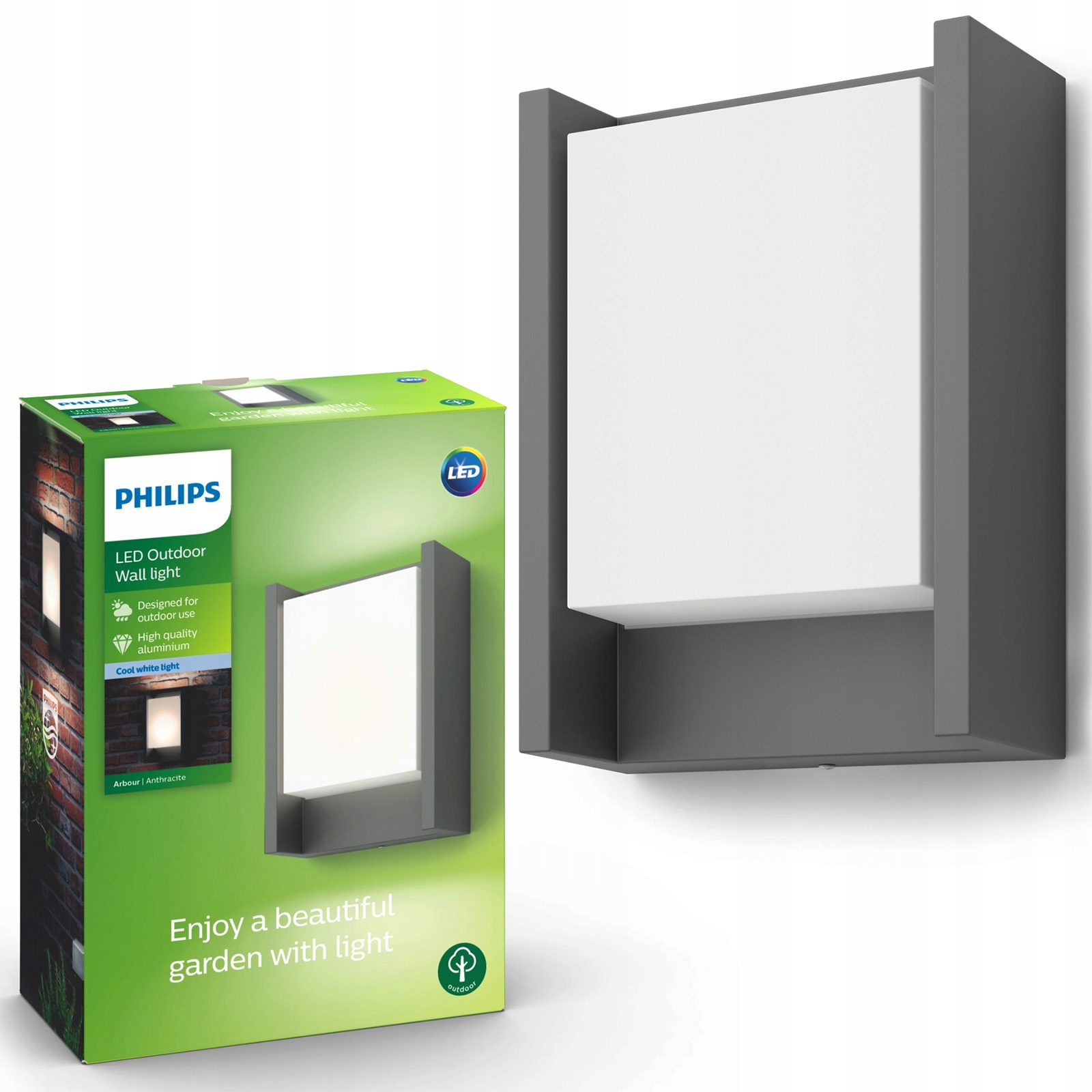 Zahradní nástěnné svítidlo Fasádní venkovní Led lampa 6W 4000K IP44 Philips