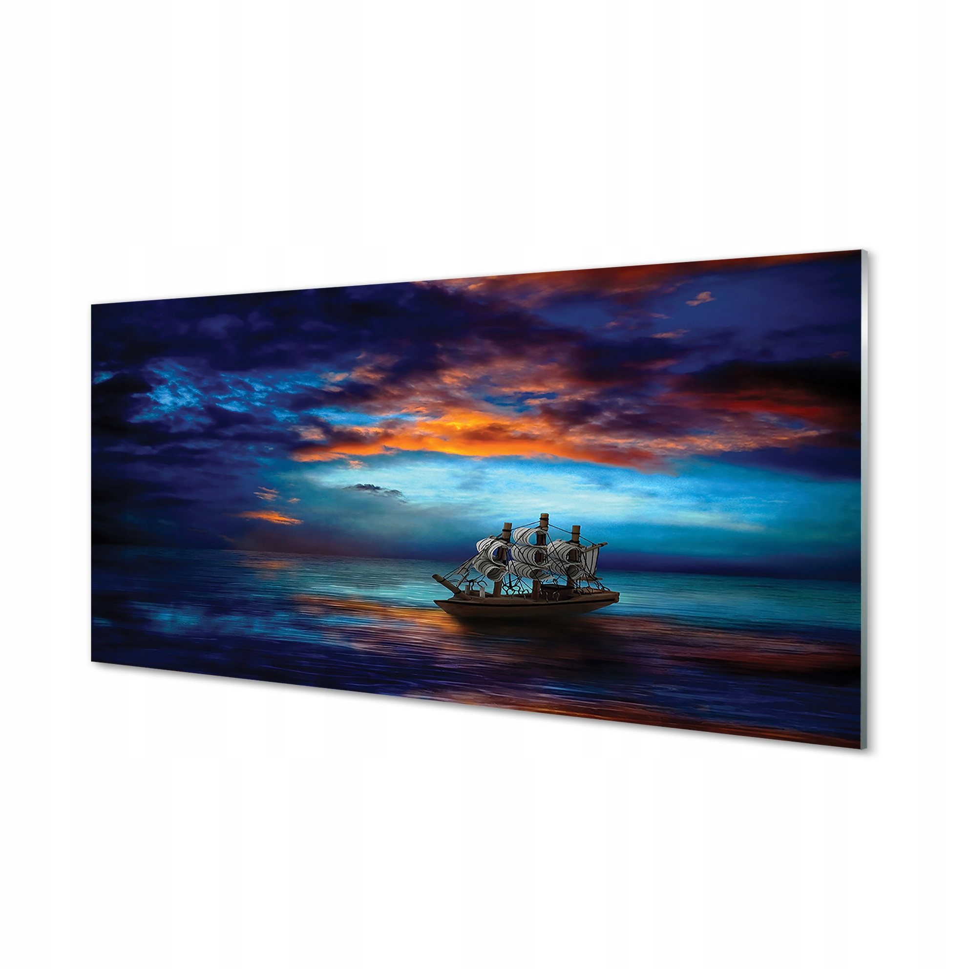 Akrylový obraz Mraky loď moře večer 120x60
