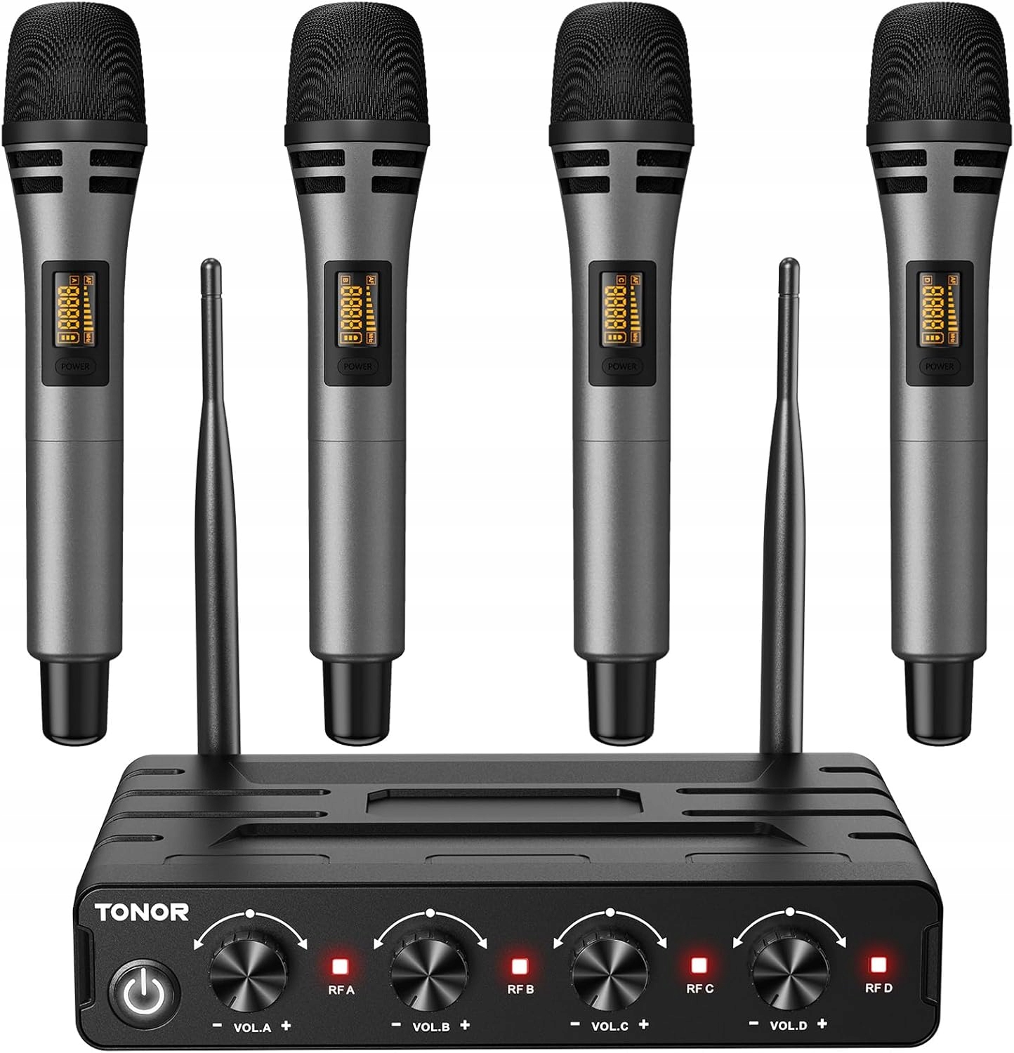 Bezdrátové Mikrofony Uhf 4KS Set Karaoke Přijímač