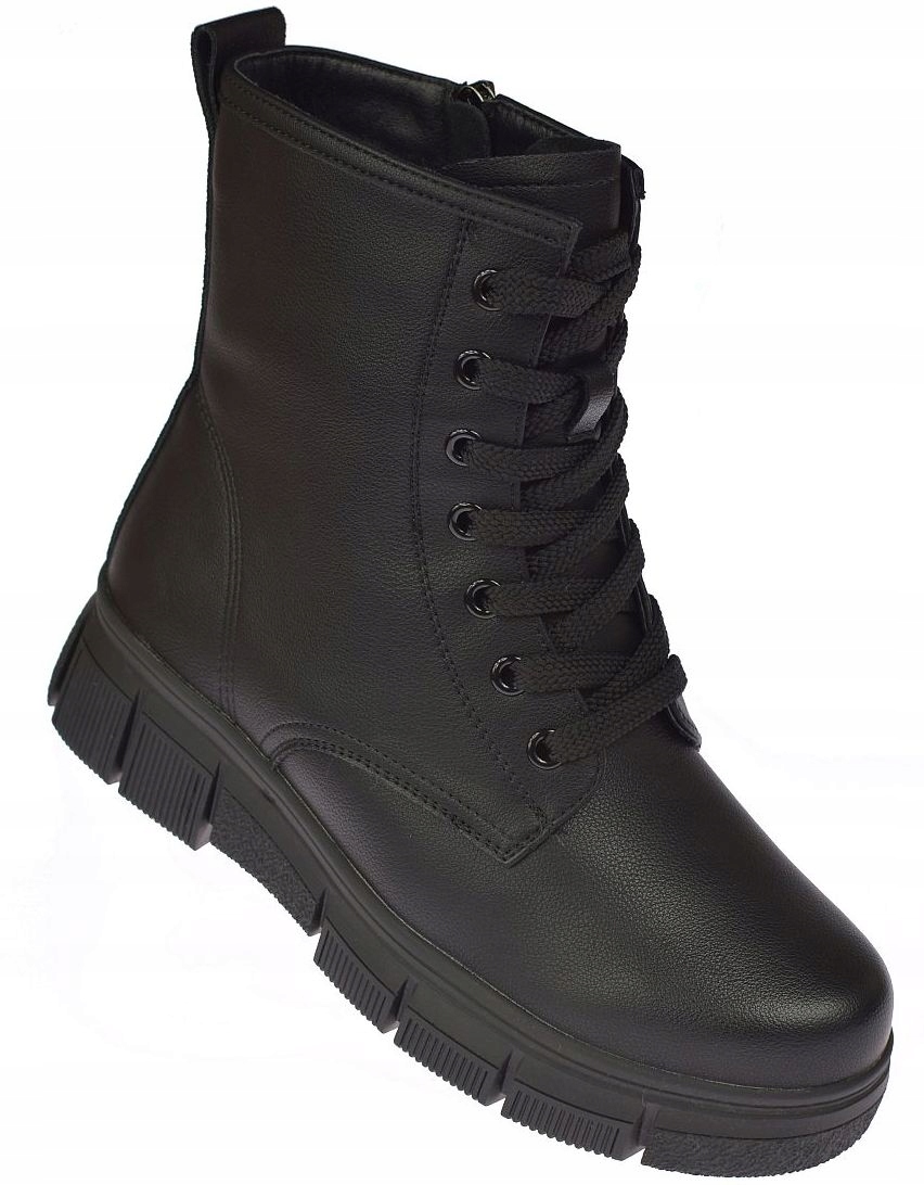 Dámské kotníkové boty na platformě B-1378, černé, zateplené kůží, vel