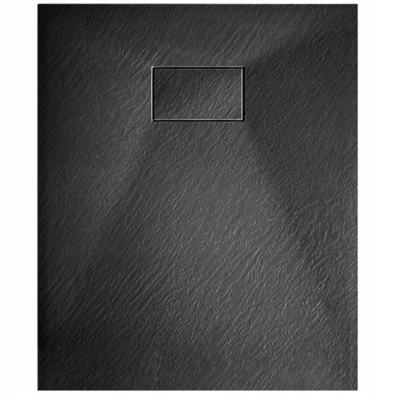 Brodzik Prysznicowy Struktura Kamienia Prostokątny Juko Czarny 100x80 CM