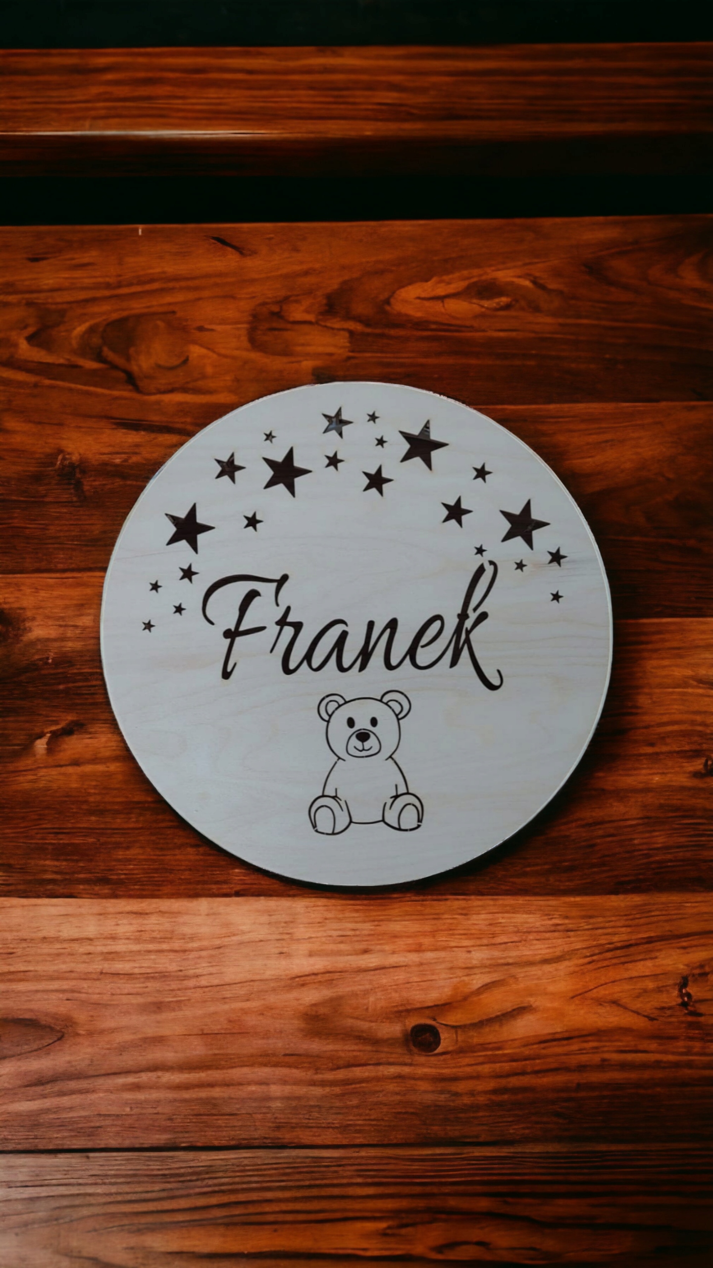 LAMPKA nocna LED Z IMIENIEM NA BATERIE 30cm z drewna Marka inna marka