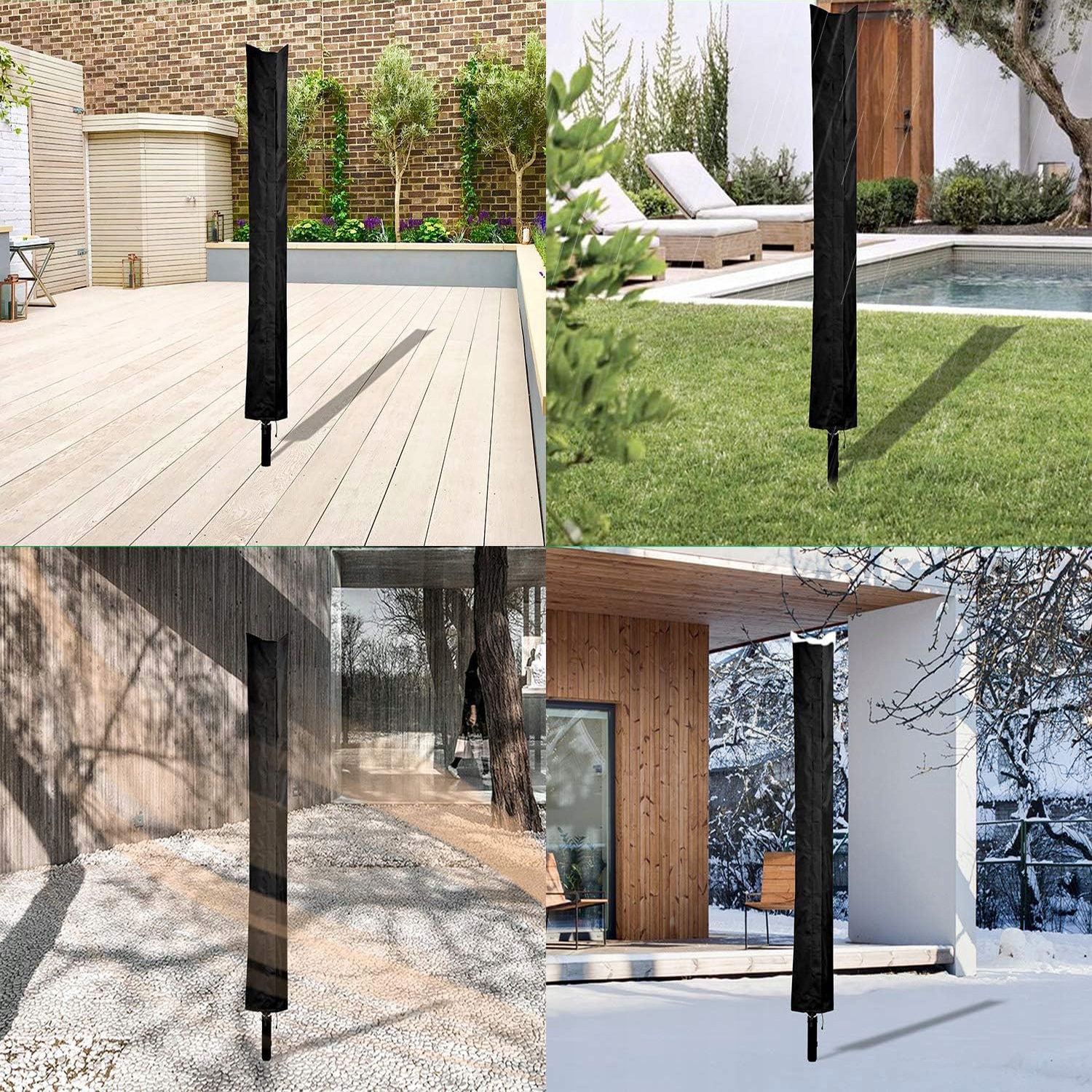 POKROWIEC NA PARASOL OGRODOWY OCHRONNY OSŁONA OCHRONA UV 168x28CM Kolor czarny