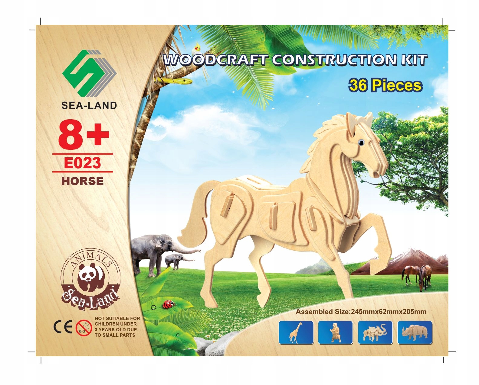 PUZZLE DREWNIANE 3D PRZESTRZENNE KOŃ RUMAK DUŻY Wiek dziecka 8 lat +