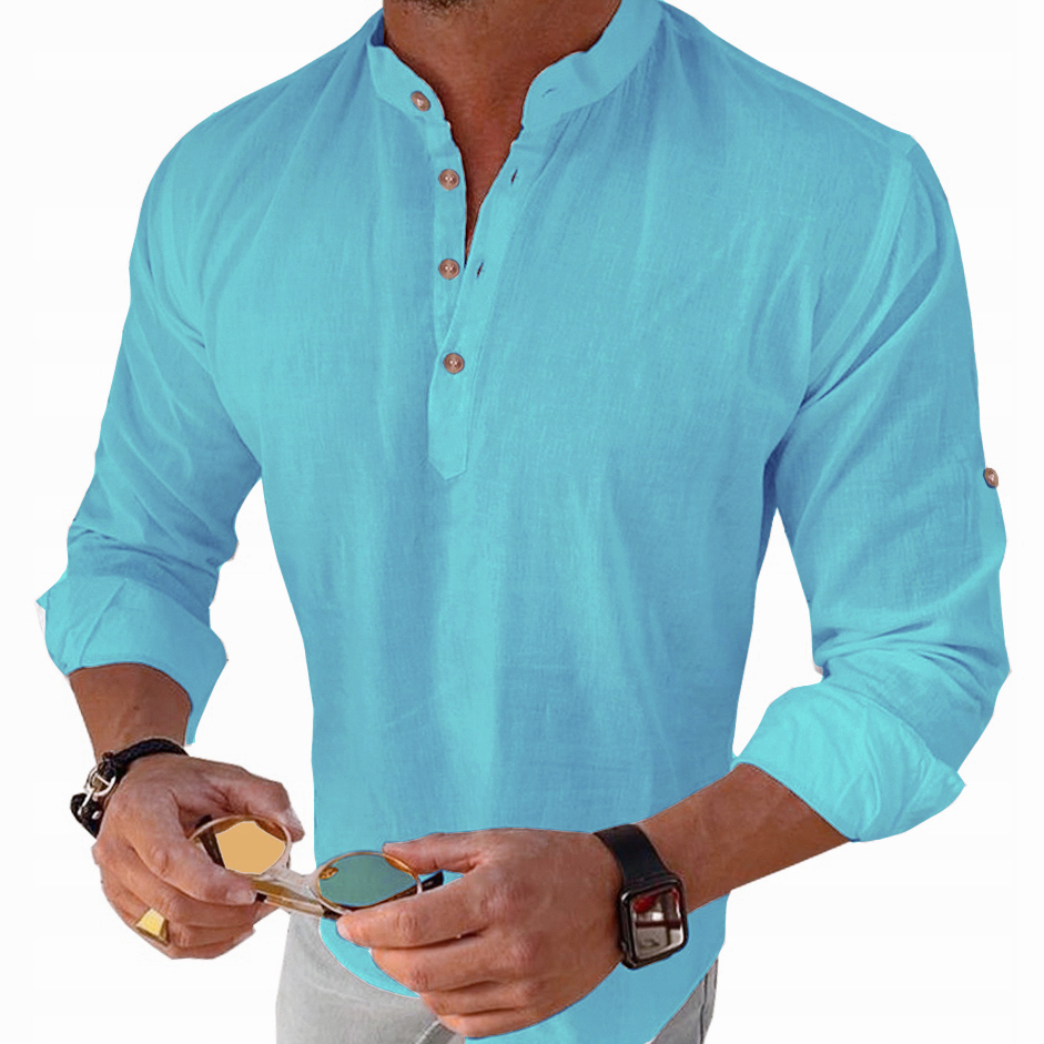 Pánská košile Stójka Casual Denní Lněná Len Bavlněná