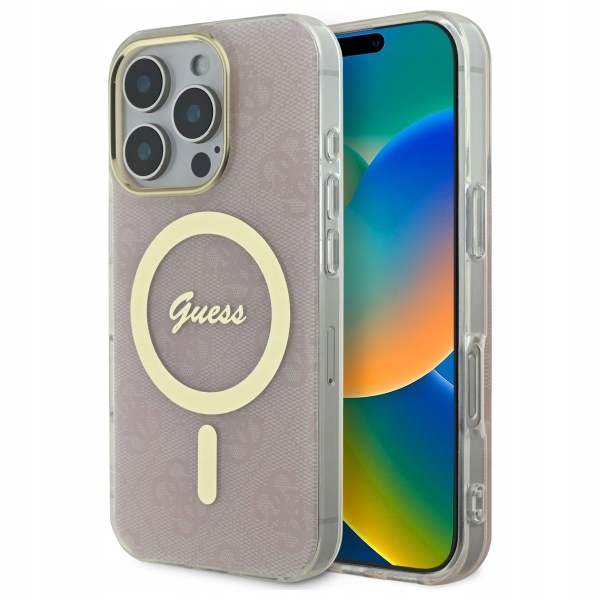 Pouzdro Guess pro iPhone 16 Pro 6.3" růžové IML 4G MagSafe