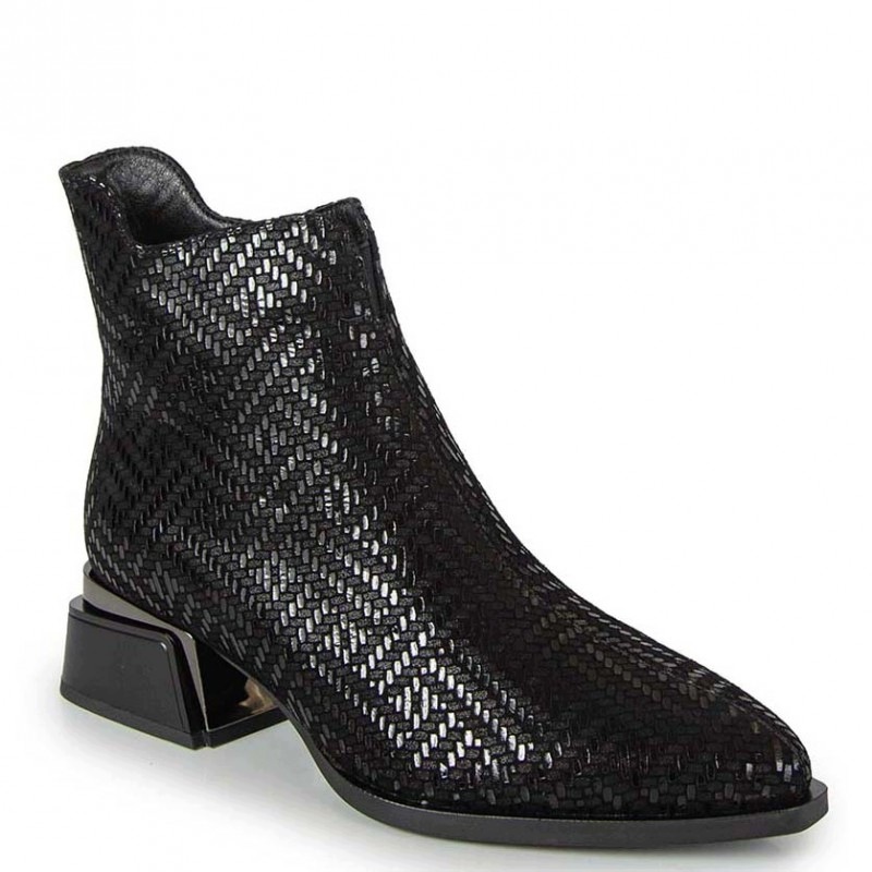 S.barski CR62-1042 Černé Kožené Kotníkové Boty 41