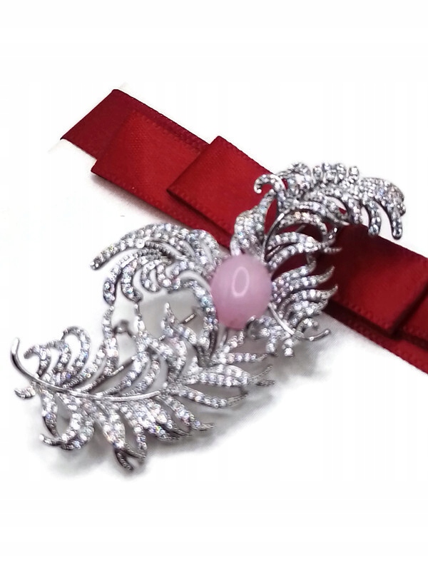 Luxusní Brož Přívěsek Pero Pštrosí Stříbrná Rod Krabička Jako Dárek