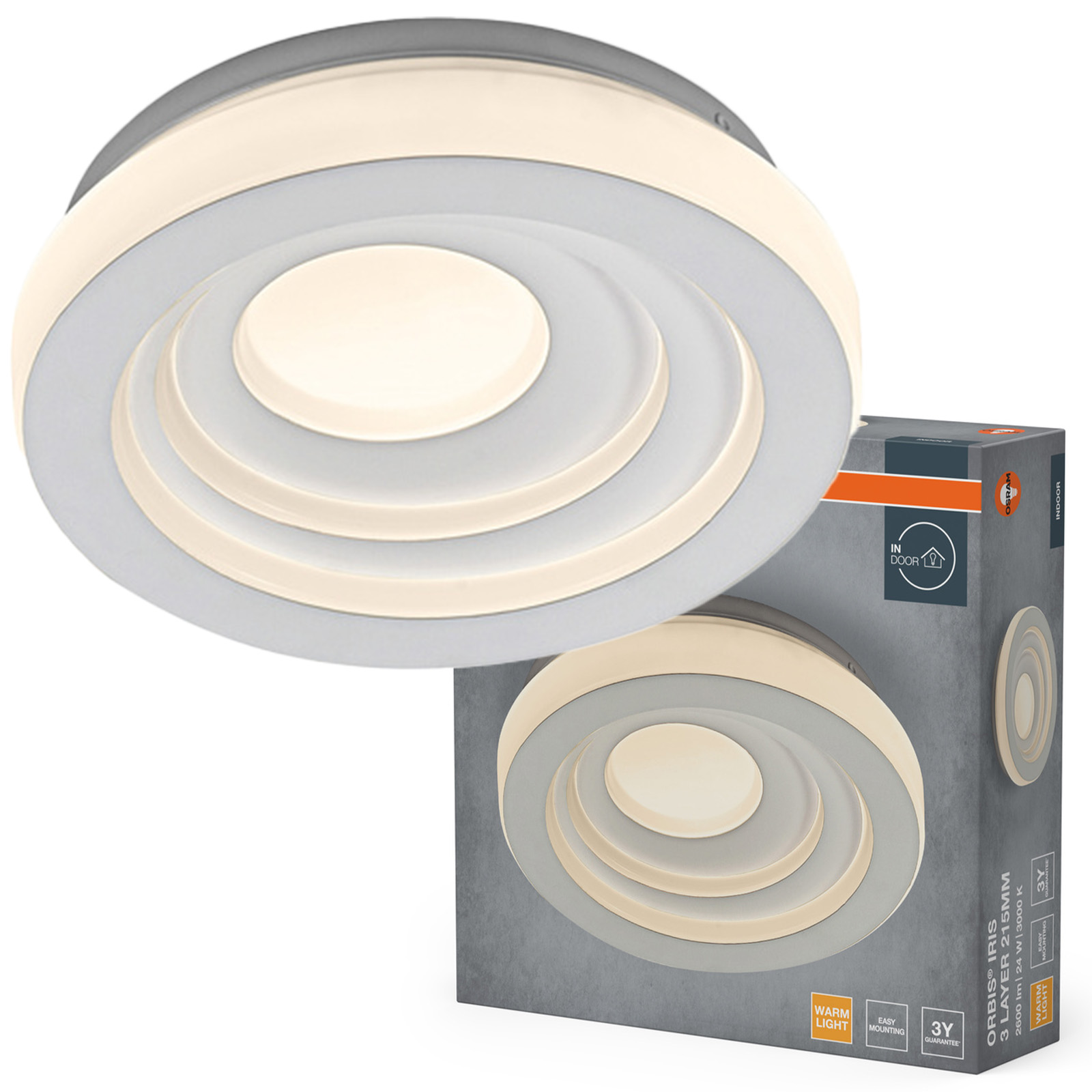 Led Stropní Svítidlo pro přisazenou montáž 24W 900lm 3000K teplá bílá Orbis Osram