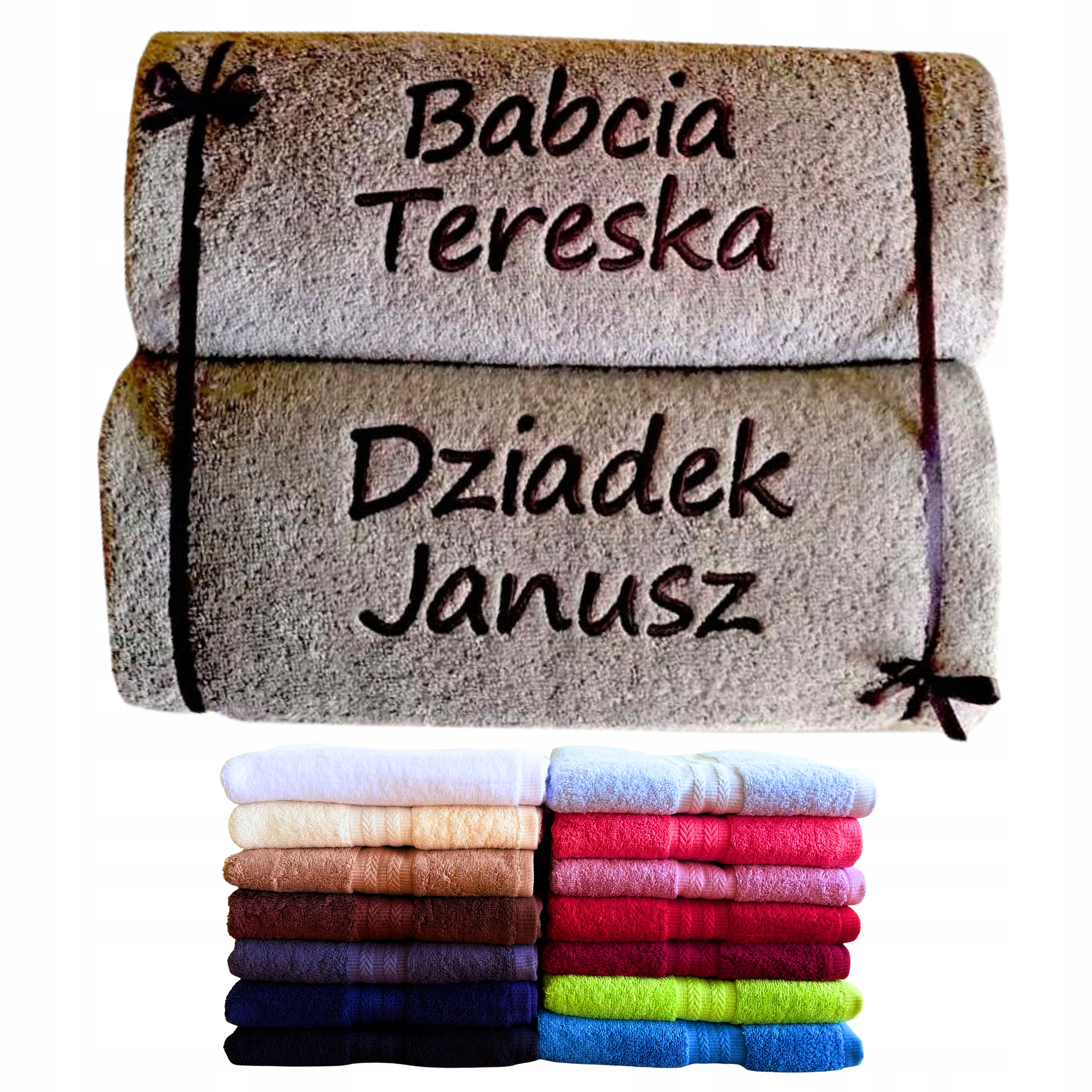 Ručníky pro babičku a dědečka dárek Den prarodičů od vnučky vnuka s výšivkou