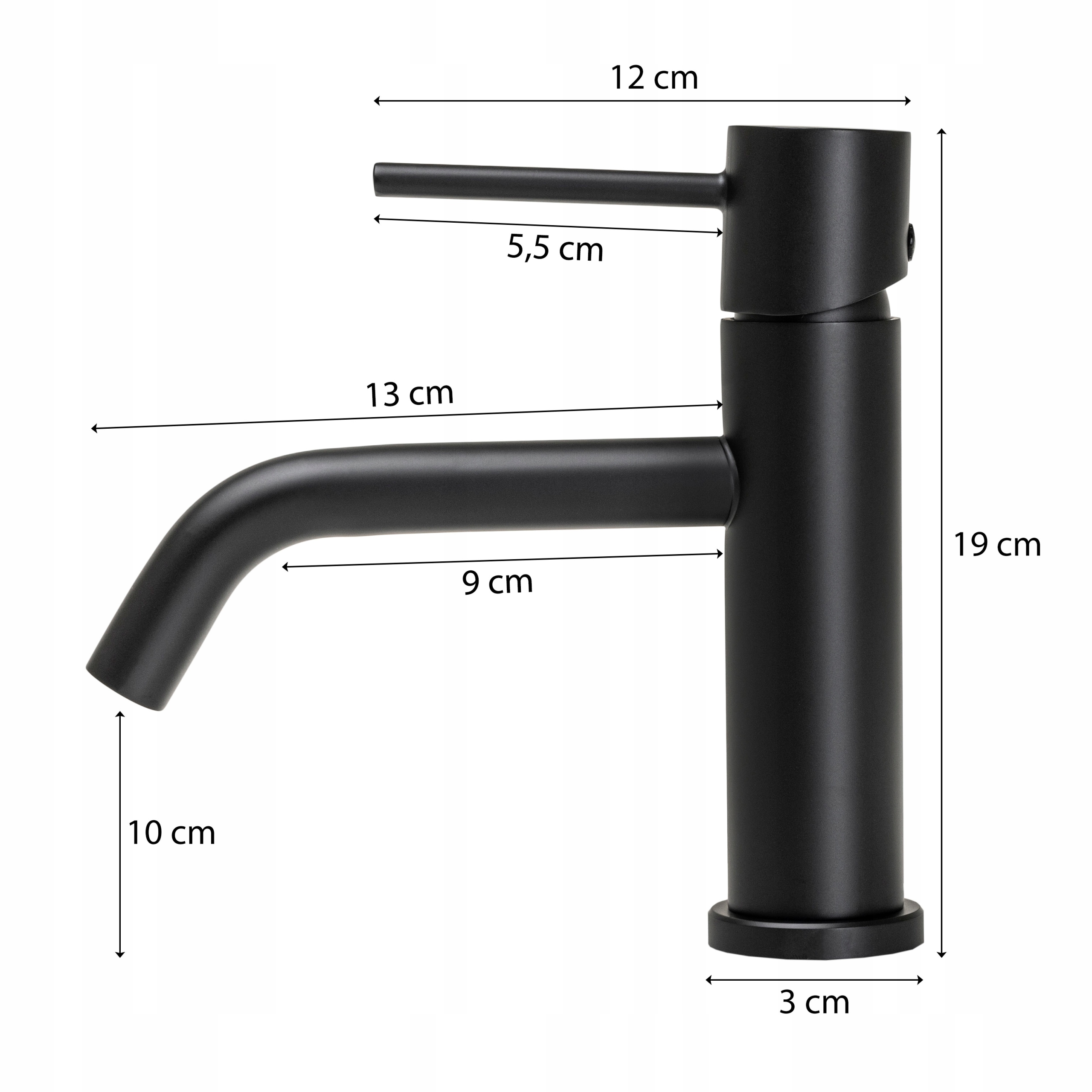 BATERIA UMYWALKOWA CZARNA DŁUGA WYLEWKA Linia MOLI