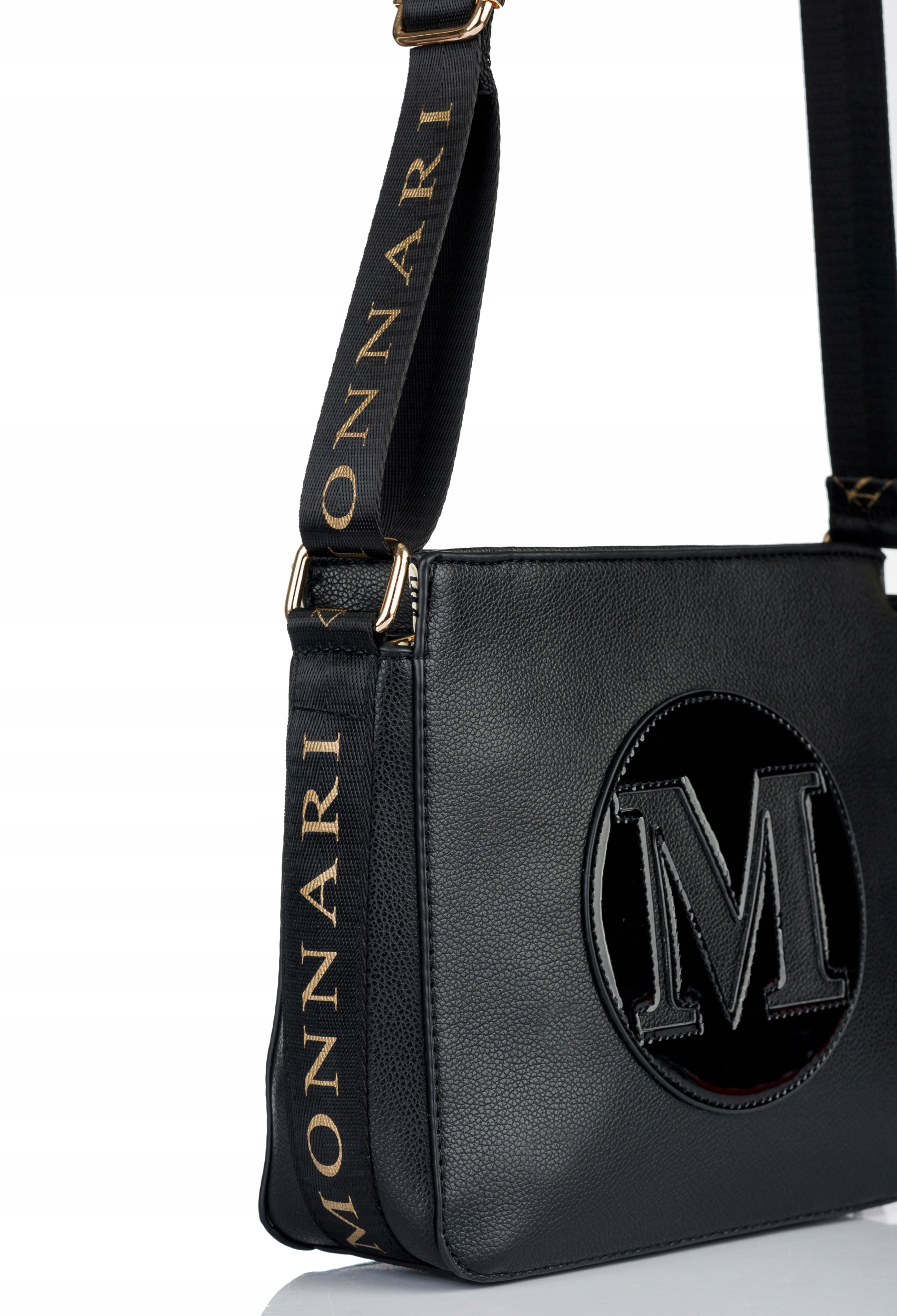 MONNARI Torebka na ramię LISTONOSZKA Pojemna PASEK LOGO PREMIUM Wzór dominujący logo