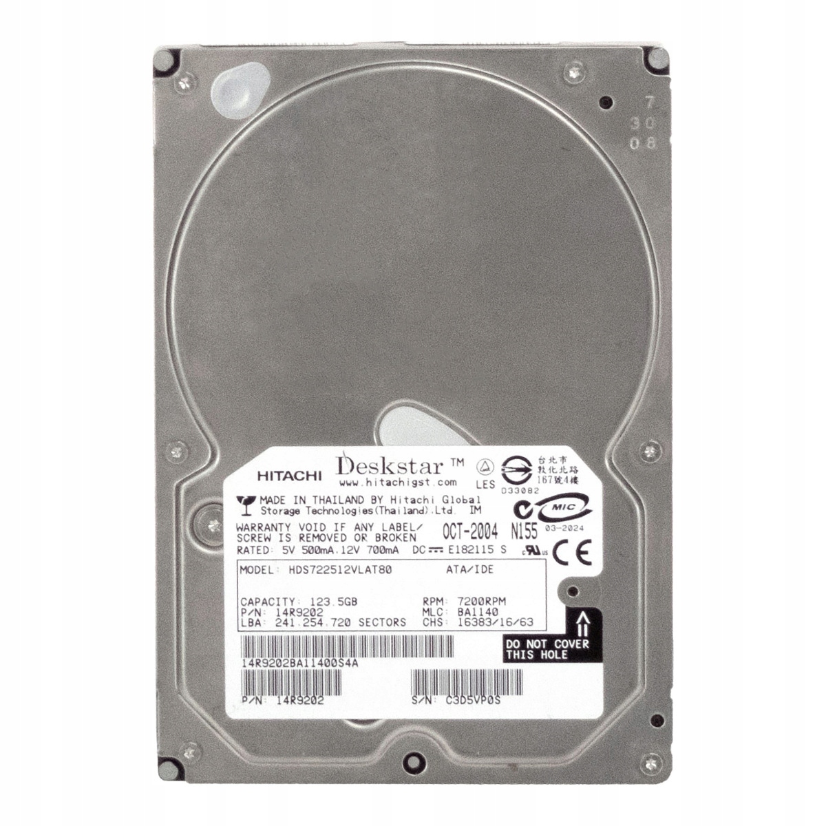 DeskStar 7K250 123,5 Gb 7,2K 8 Mb Ata 3,5'' HDS722512VLAT80