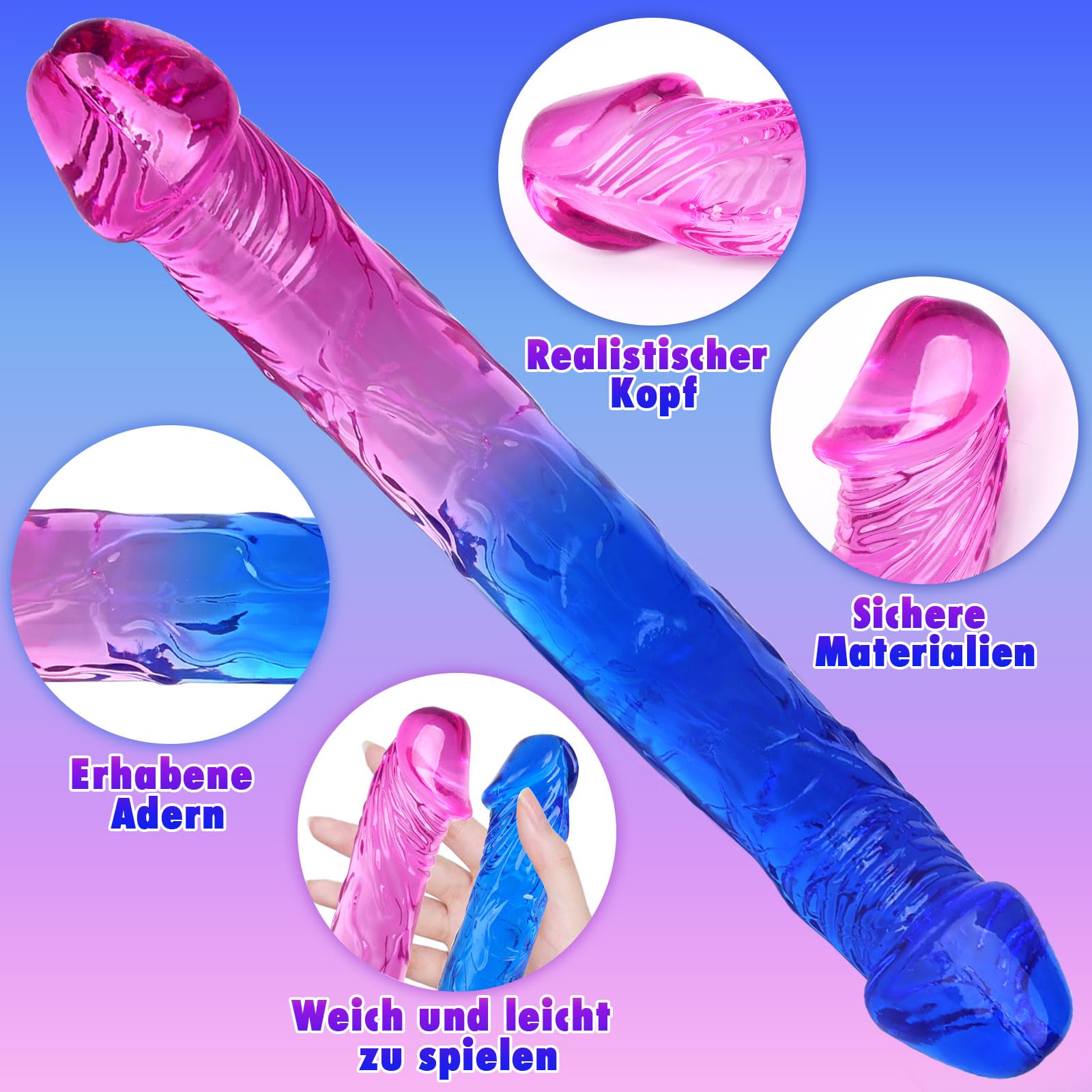 DOPPELDILDO Realistyczny Dildo Elastyczny G-Punkt Analny — miniatura 2