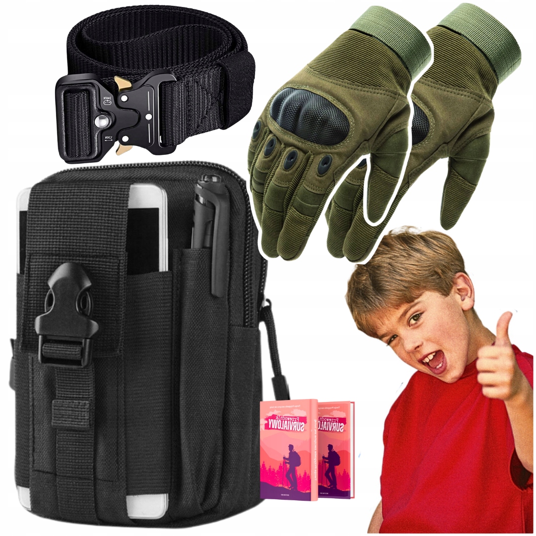 Praktyczna Nerka Cargo Pas Parciany Nylonowy Rękawice Khaki XL