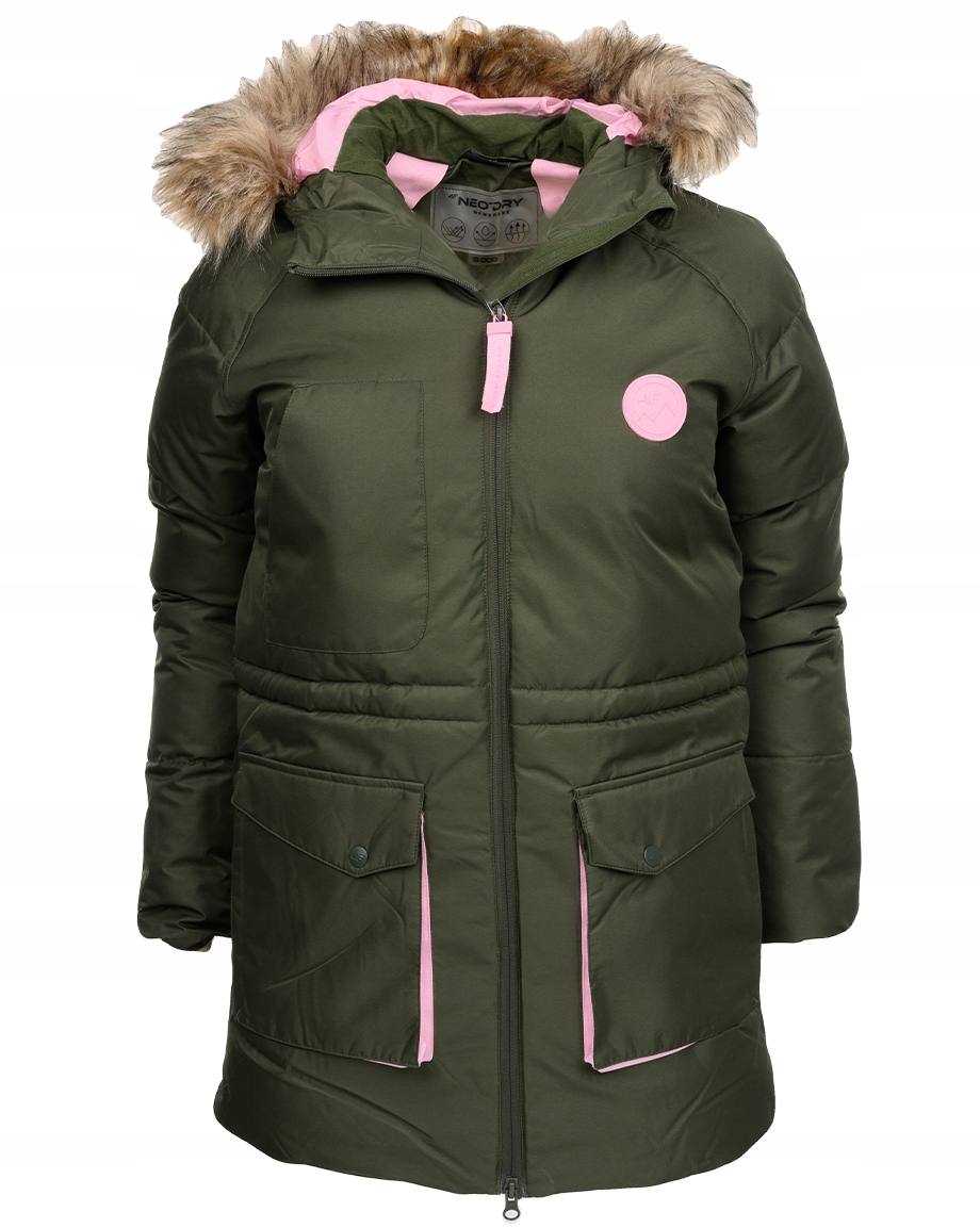 

4F Kurtka zimowa parka futerko dziewczęca roz.152