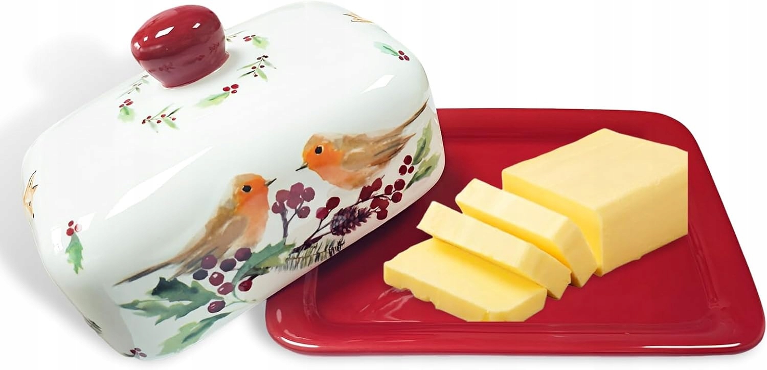 Keramická Máslenka S Držadlem Pták Porcelán Myčka Nádobí 17 CM