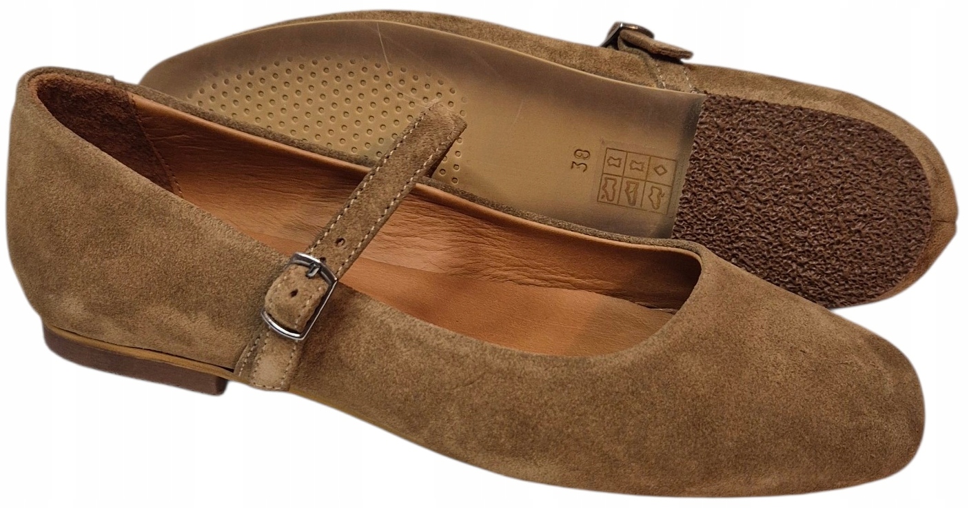 Modo 944 900 Karamelové baletky-Balerinky kůže semišová vel.39