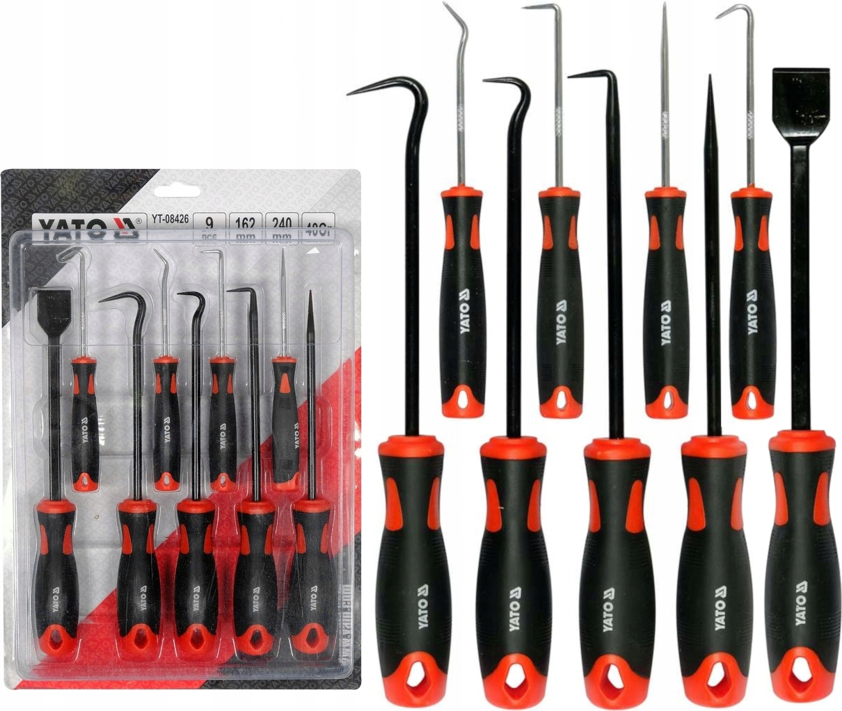 Yato Zestaw Haczyków Z Rękojeścią Hak Skrobak Do Uszczelek 9el.