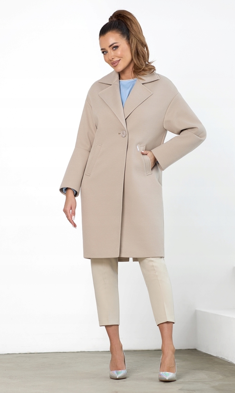 Zartex dámský kabát s krabicovou páskou na jaro a léto Neya natural SS25 vel. M