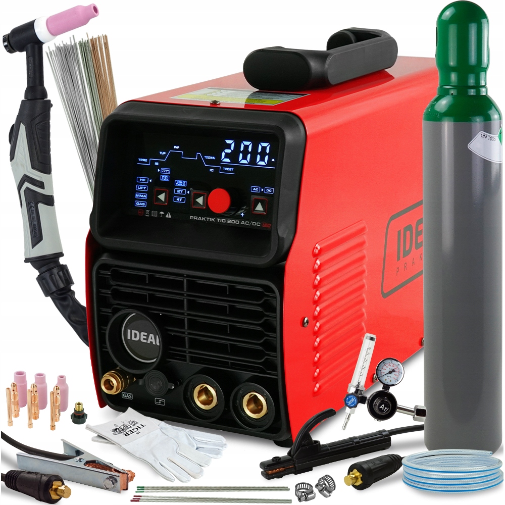 Spawarka TIG ALU AC DC 200A PULS HF ZIMNE SPAWANIE IDEAL PRAKTIK 200 LED