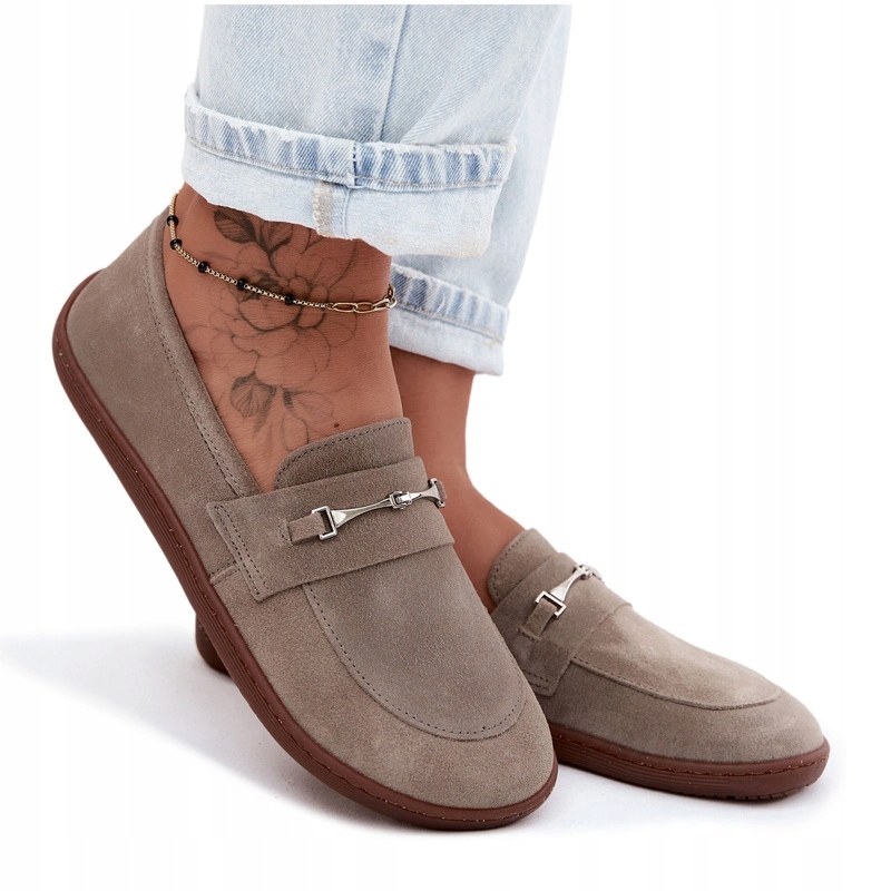 Dámské Barefoot Mokasíny Kůže Semiš Ploché Zazoo 322 Cappuccino 39