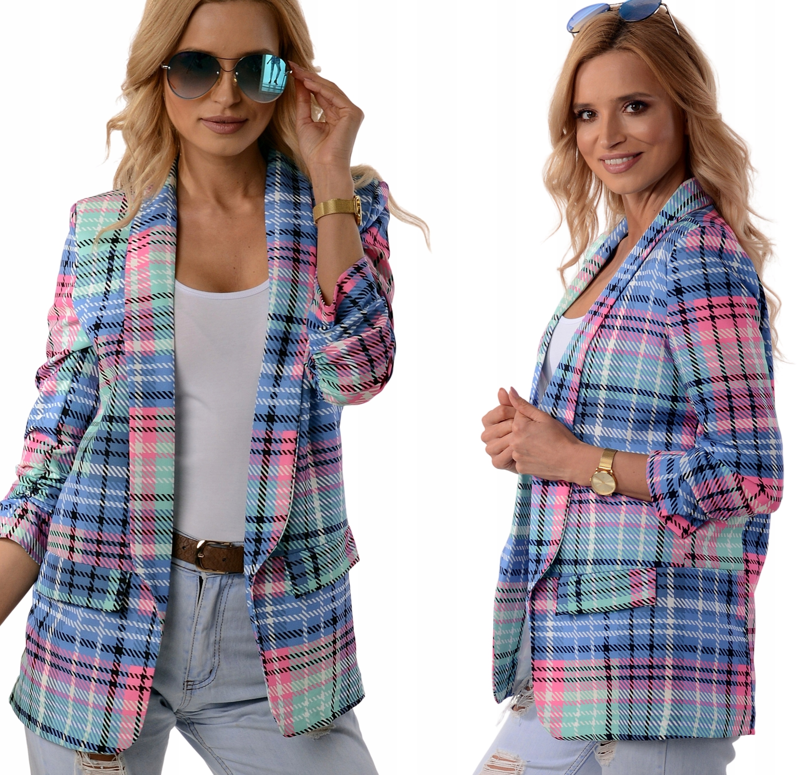 Żakiet MARYNARKA damska krata Big Size 4XL/48 Kolekcja Nowość